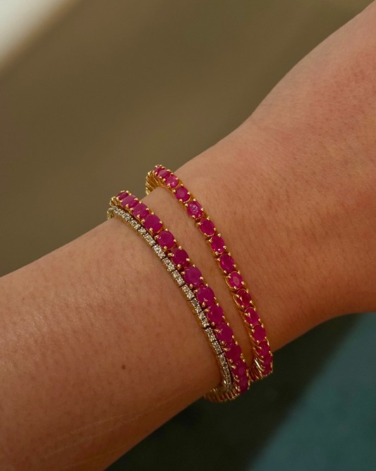 Seraphina Ruby Tennis Bracelet 18K gold vermeil — ruby stones in gold vermeil, product shot — Stone Symphony