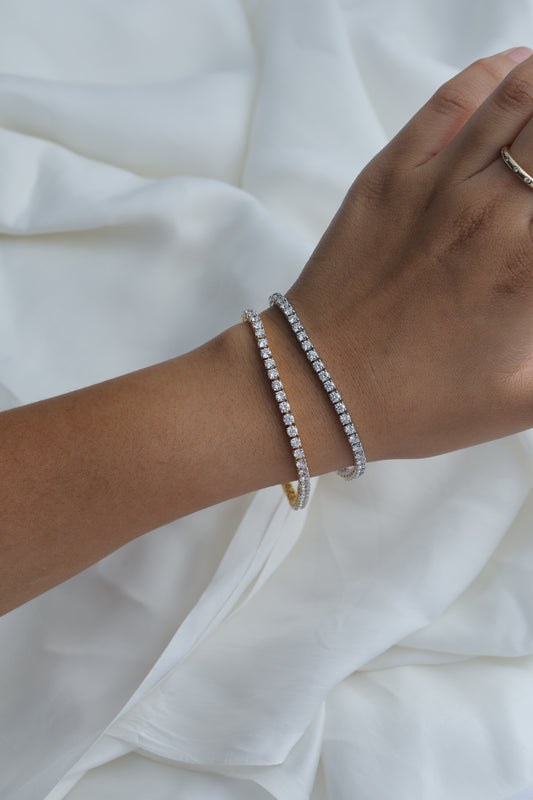 Classic Diamond Tennis Bracelet 14K white gold — full bracelet, round brilliant diamonds — Stone Symphony