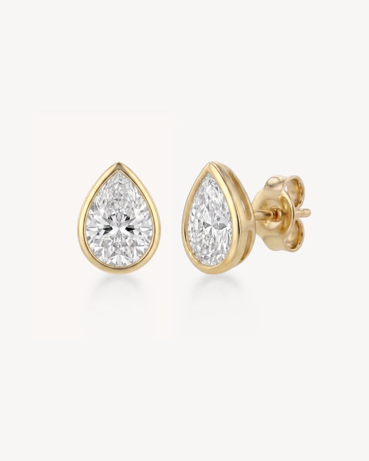 Pear Diamond Bezel Studs