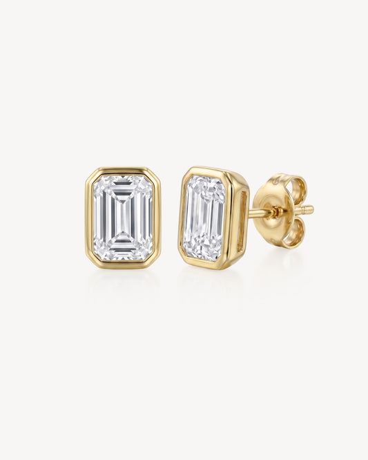Emerald Diamond Bezel Studs