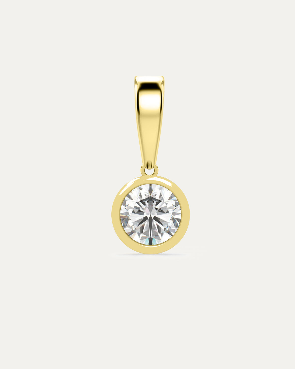 Aurelle Bezel Birthstone Charm in Diamond — brilliant diamond bezel-set in yellow gold with polished bail, studio product shot — Stone Symphony