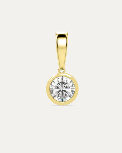 Aurelle Bezel Birthstone Charm in Diamond — brilliant diamond bezel-set in yellow gold with polished bail, studio product shot — Stone Symphony