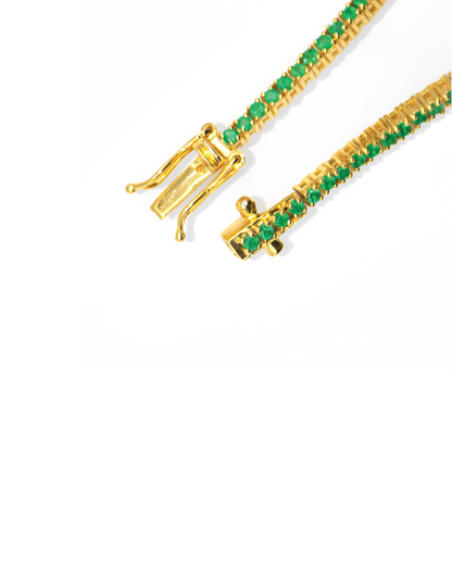 Grace Tennis Bracelet Emerald, Yellow Gold