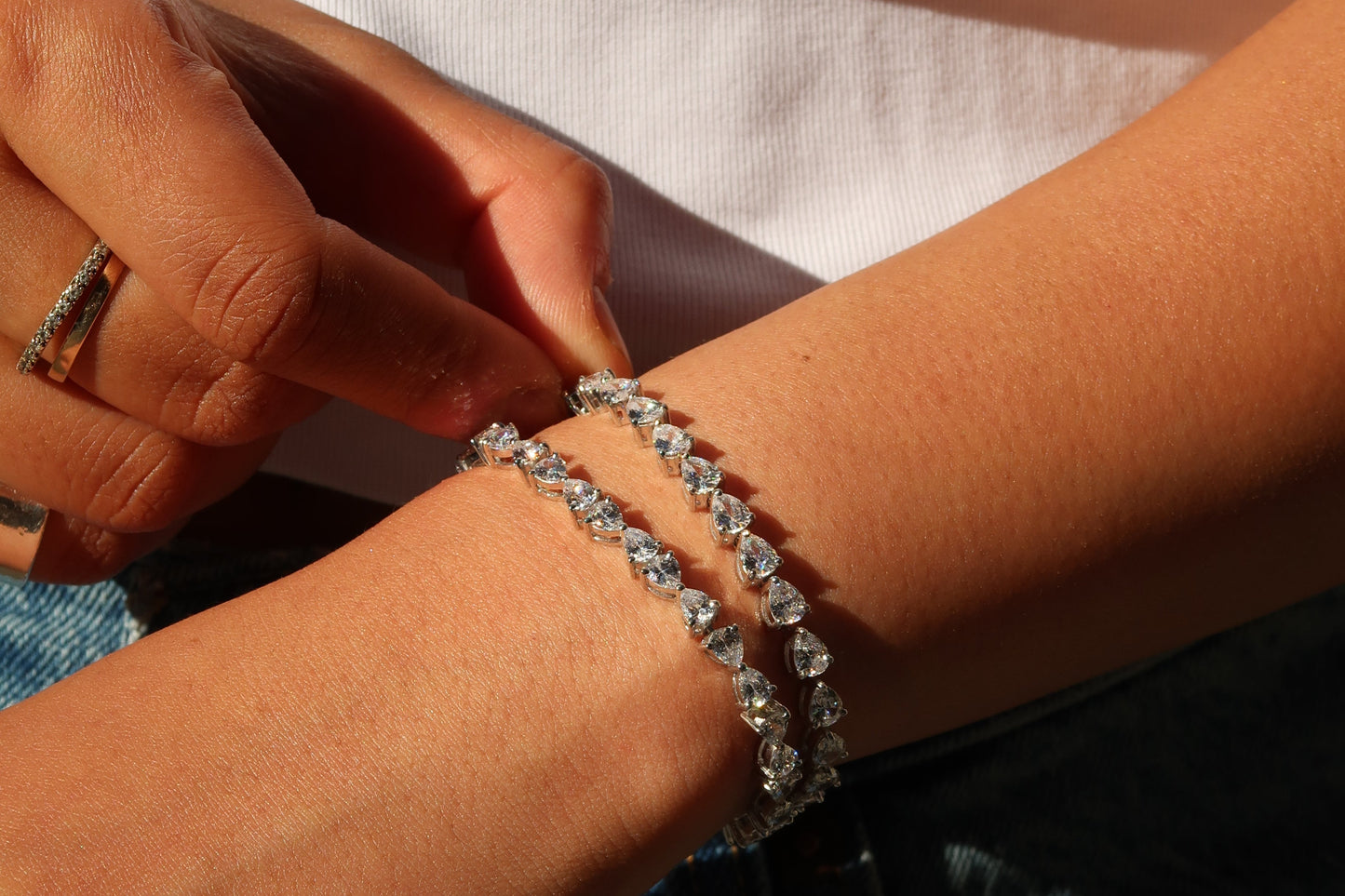 Dewdrop Inverted Pear Cut Tennis Bracelet