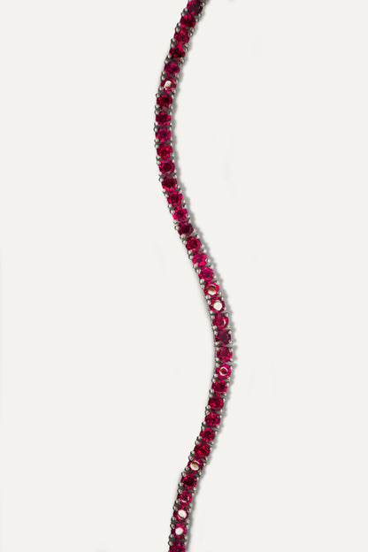 Lucie Round Tennis Bracelet on wrist — round-cut stones in sterling silver — Stone Symphony