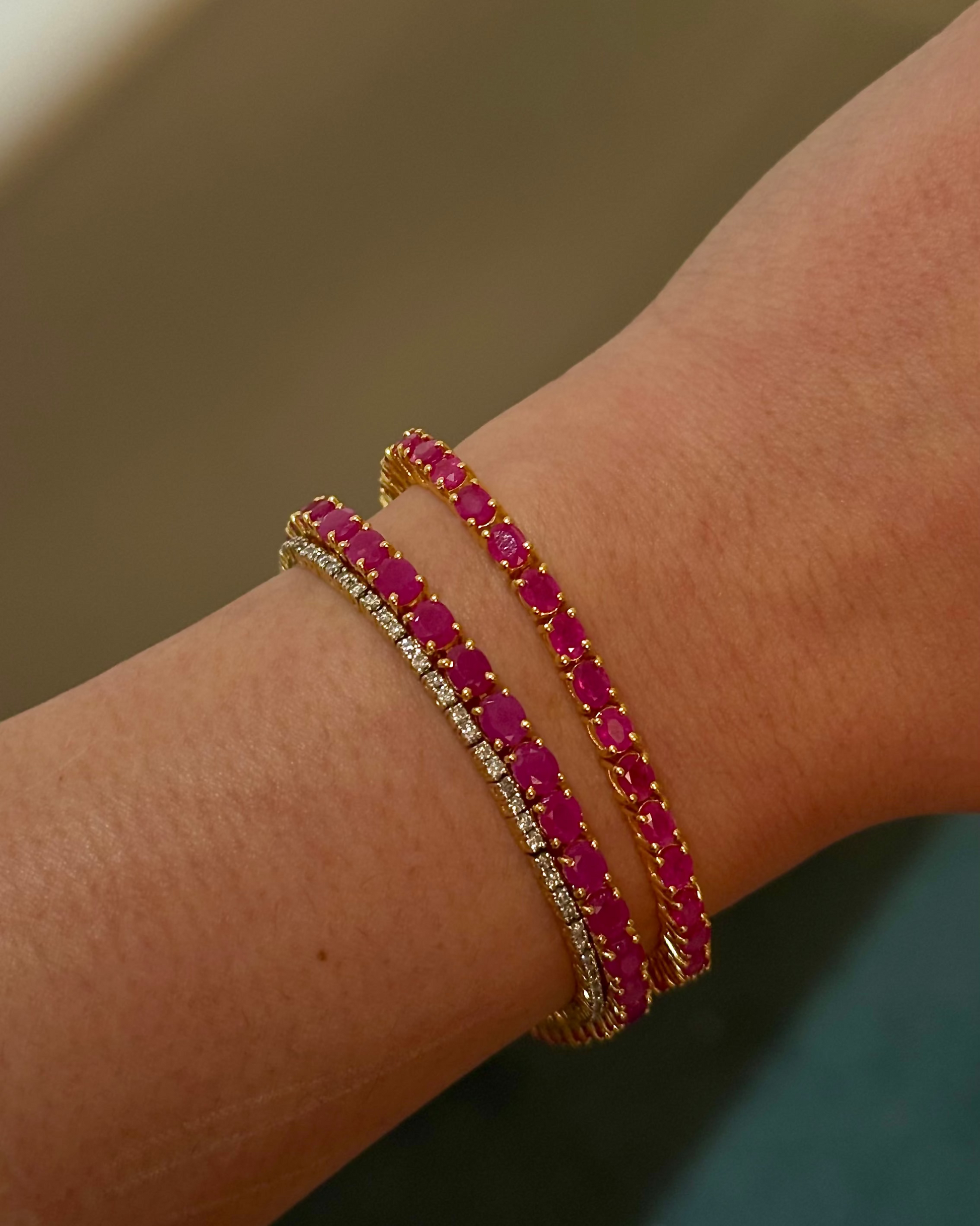 Seraphina Ruby Tennis Bracelet 18K gold vermeil — ruby stones in gold vermeil, product shot — Stone Symphony