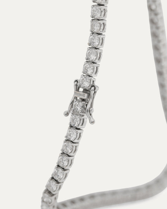 Classic Diamond Tennis Bracelet 14K white gold — close-up showing round brilliant diamonds and box clasp — Stone Symphony