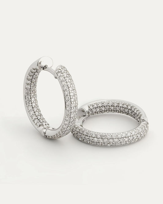 Diamond Pavé Hoop Earrings worn — sparkling pavé diamond hoops — Stone Symphony
