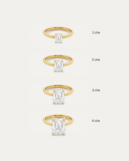Emerald Cut Diamond Solitaire Ring shown with other engagement ring styles — Stone Symphony